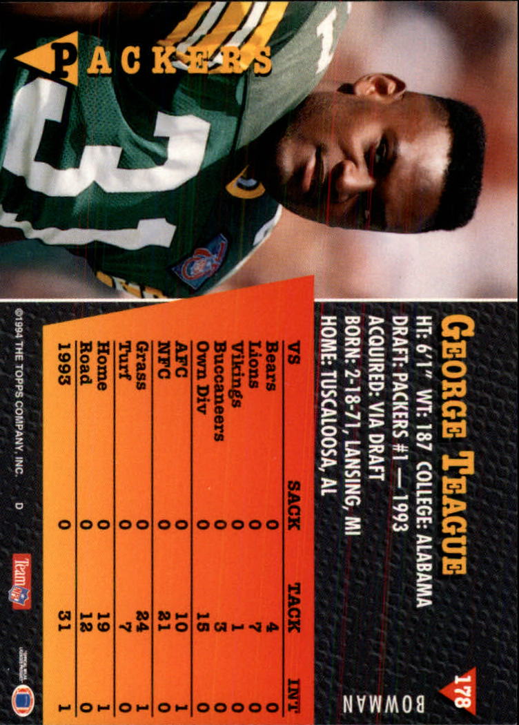 A6919- 1994 Bowman Football Card #s 1-249 +Rookies -You Pick- 15+ FREE US SHIP - Picture 331 of 465