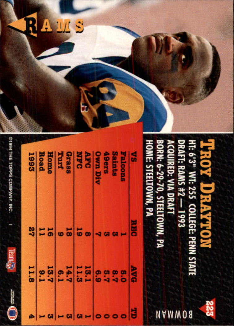 A6919- 1994 Bowman Football Card #s 1-249 +Rookies -You Pick- 15+ FREE US SHIP - Picture 415 of 465