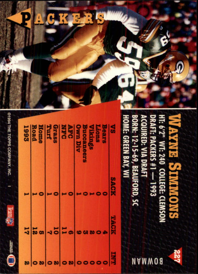 A6919- 1994 Bowman Football Card #s 1-249 +Rookies -You Pick- 15+ FREE US SHIP - Picture 423 of 465