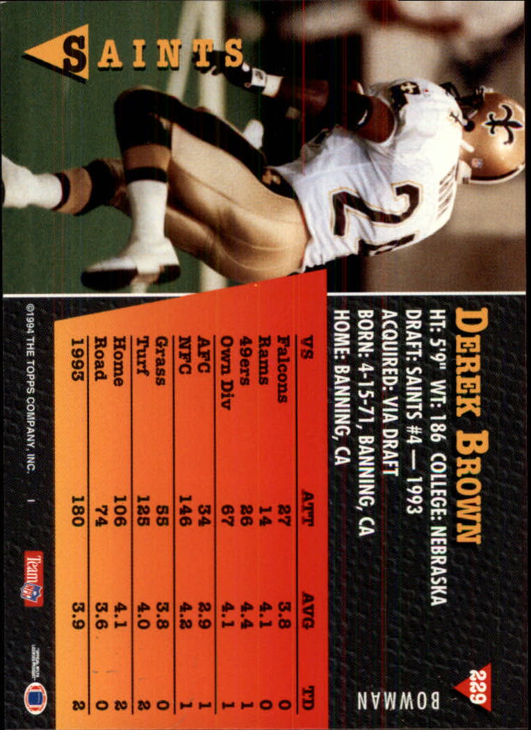 A6919- 1994 Bowman Football Card #s 1-249 +Rookies -You Pick- 15+ FREE US SHIP - Picture 427 of 465