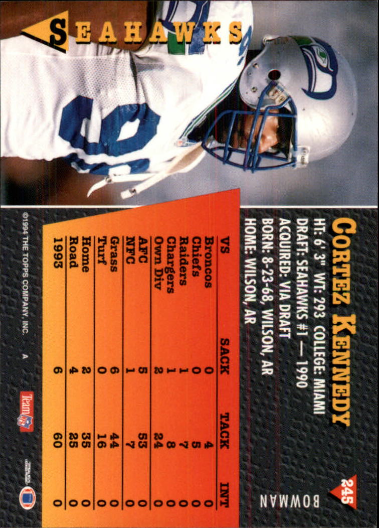 A6919- 1994 Bowman Football Card #s 1-249 +Rookies -You Pick- 15+ FREE US SHIP - Picture 457 of 465