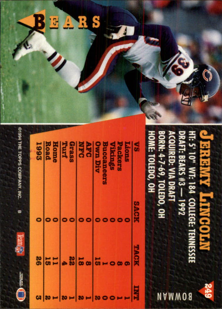 A6919- 1994 Bowman Football Card #s 1-249 +Rookies -You Pick- 15+ FREE US SHIP - Picture 465 of 465