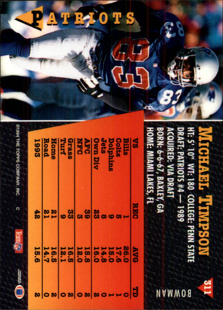 A6919- 1994 Bowman Football Cards 250-390 +Rookies -You Pick- 15+ FREE US SHIP - Picture 121 of 279