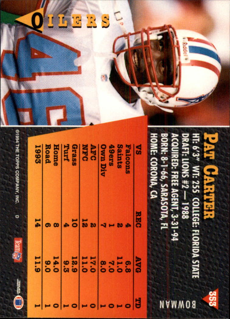 A6919- 1994 Bowman Football Cards 250-390 +Rookies -You Pick- 15+ FREE US SHIP - Picture 203 of 279