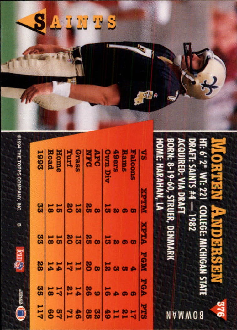A6919- 1994 Bowman Football Cards 250-390 +Rookies -You Pick- 15+ FREE US SHIP - Picture 251 of 279