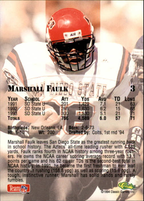1994 Classic Draft Football "Main Set" Base Cards - Picture 7 of 211