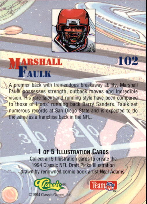 1994 Classic #102 Marshall Faulk COMIC SP back image