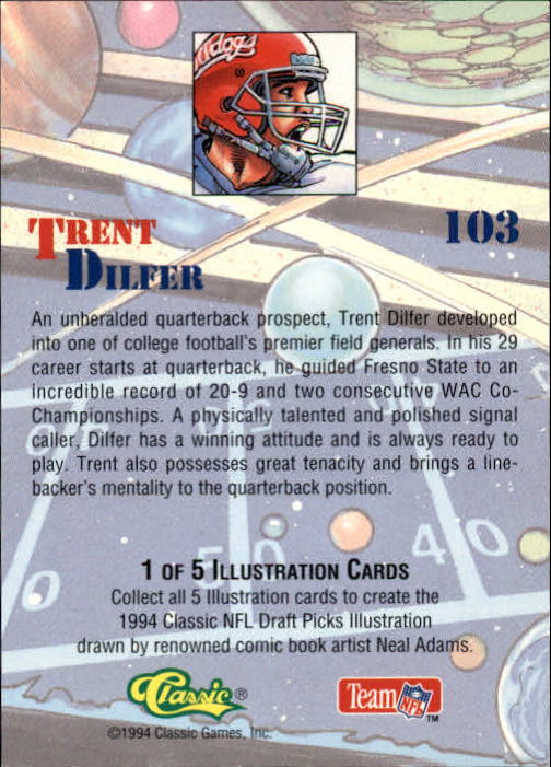 1994 Classic Draft Football "Main Set" Base Cards - Picture 207 of 211