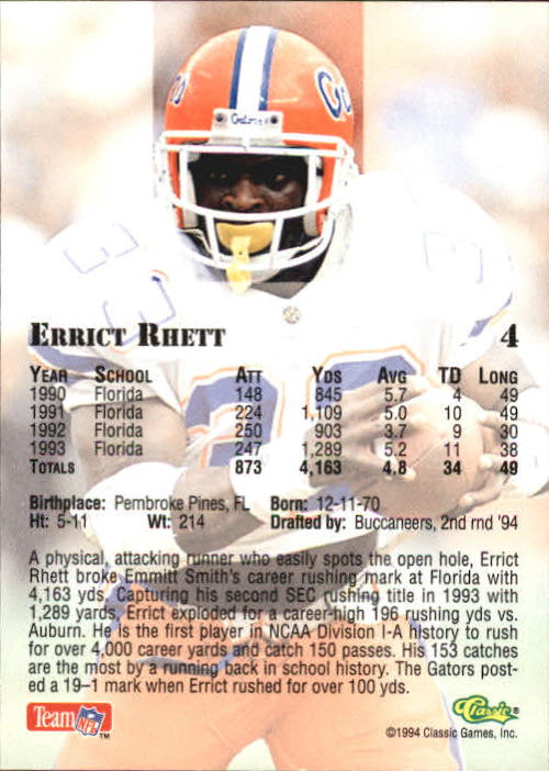 1994 Classic Draft Football "Gold" Parallel Cards - Picture 7 of 177
