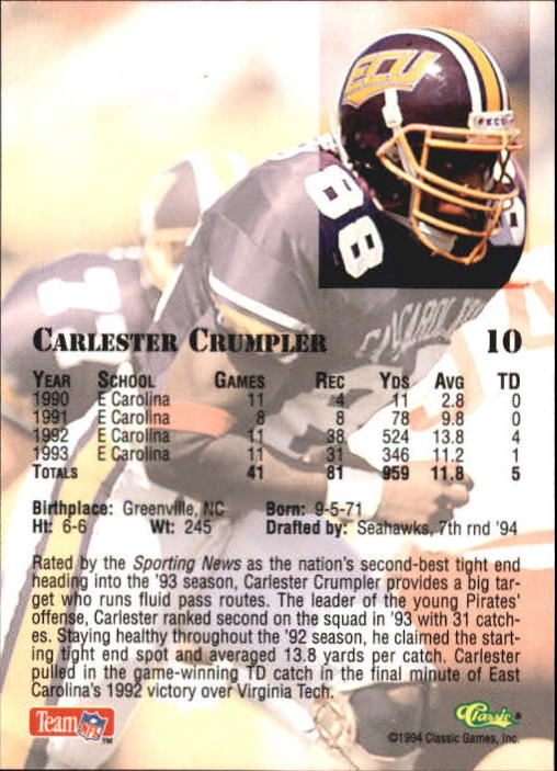1994 Classic Draft Football "Gold" Parallel Cards - Picture 17 of 177
