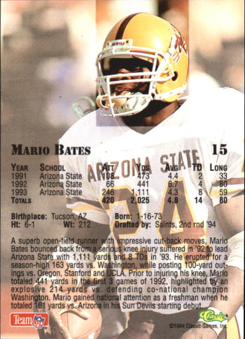 1994 Classic Draft Football "Gold" Parallel Cards - Picture 25 of 177