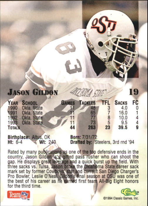 1994 Classic Draft Football "Gold" Parallel Cards - Picture 31 of 177