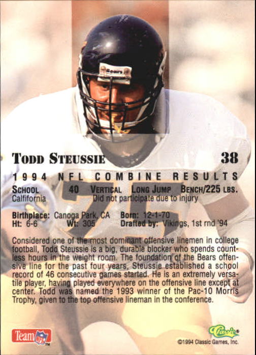 1994 Classic Draft Football "Gold" Parallel Cards - Picture 67 of 177