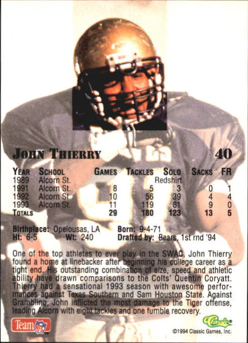1994 Classic Draft Football "Gold" Parallel Cards - Picture 69 of 177