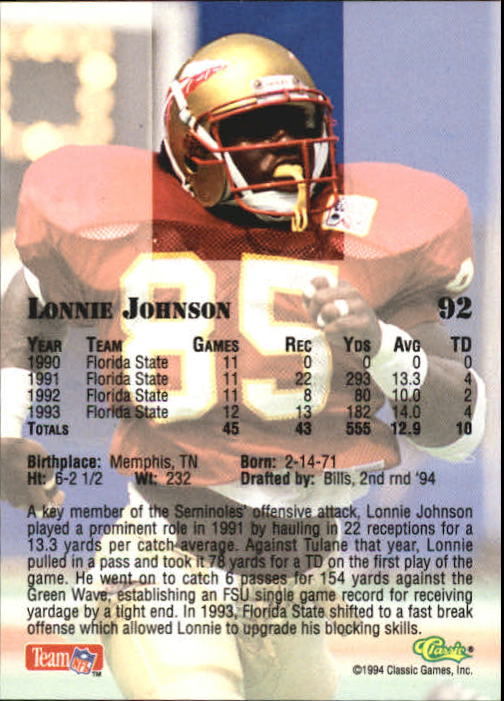 1994 Classic Draft Football "Gold" Parallel Cards - Picture 157 of 177
