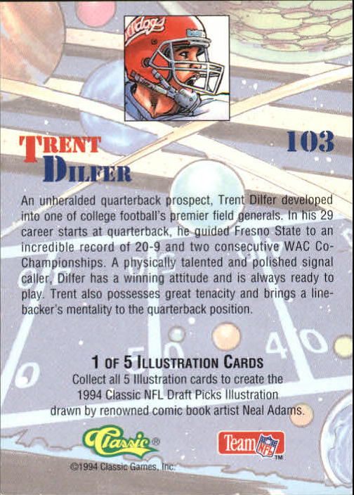 1994 Classic Gold #103 Trent Dilfer COMIC SP back image