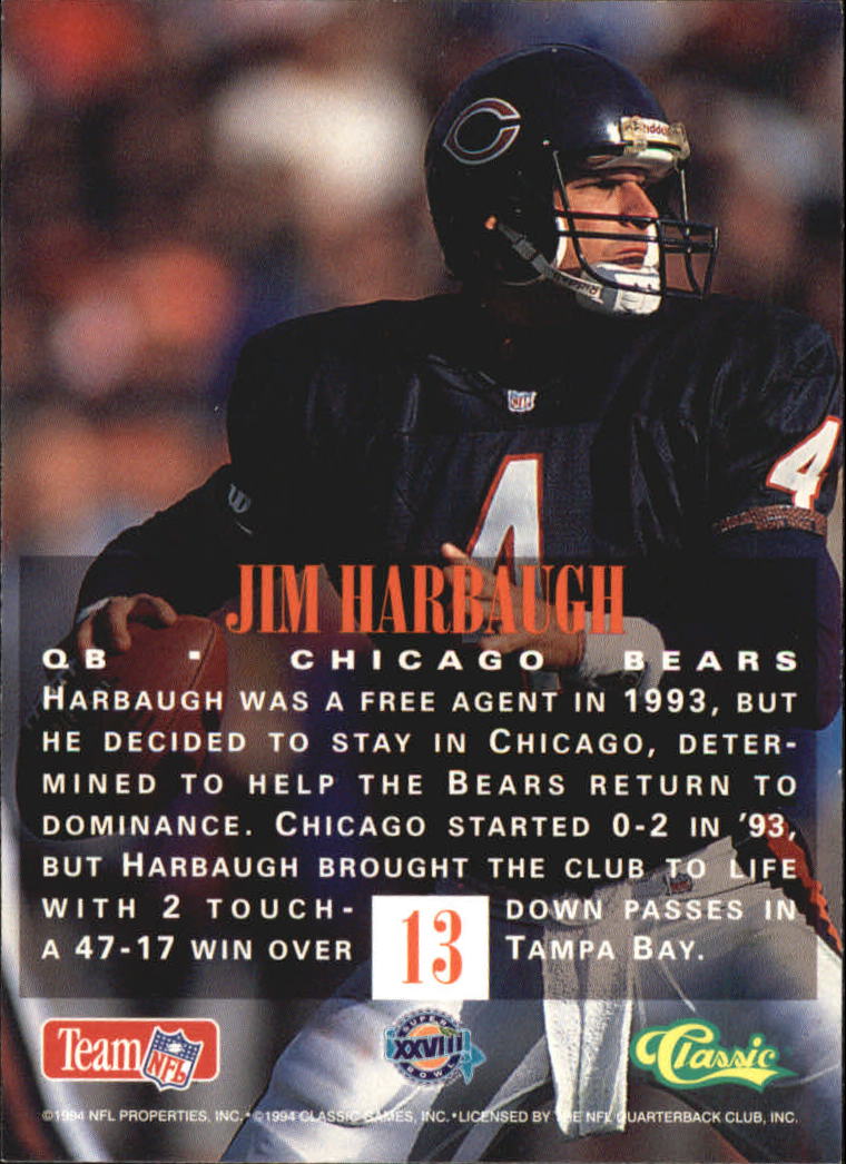 1994 Classic NFL Experience #13 Jim Harbaugh back image