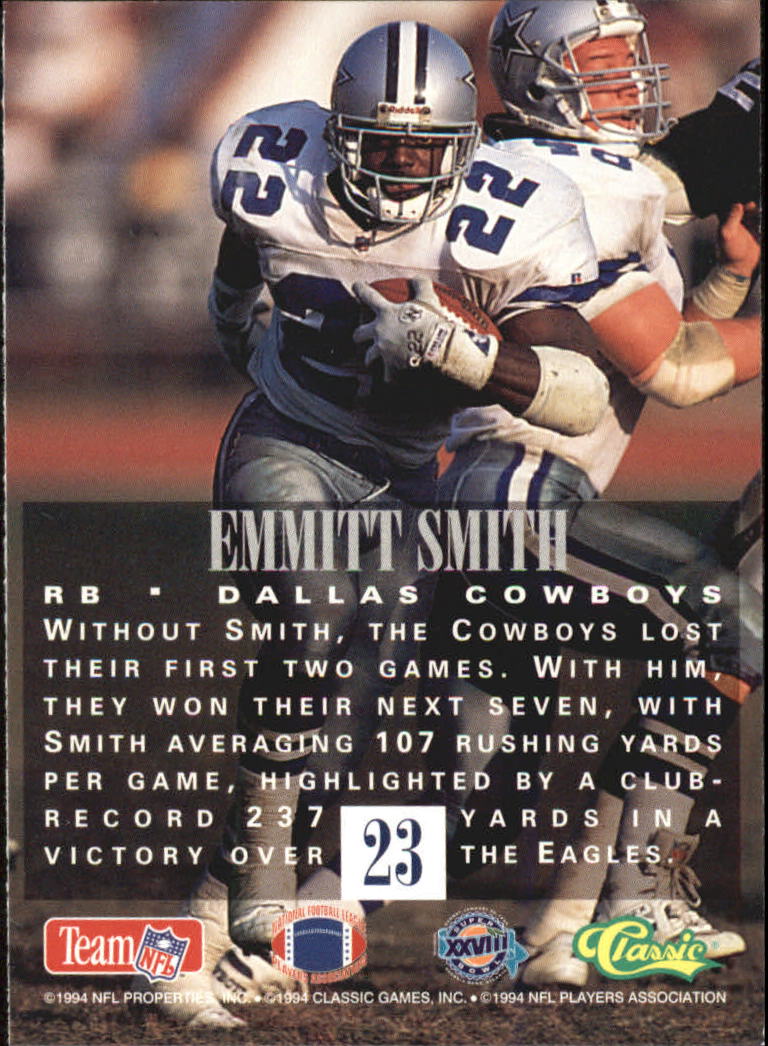 1994 Classic NFL Experience #23 Emmitt Smith back image