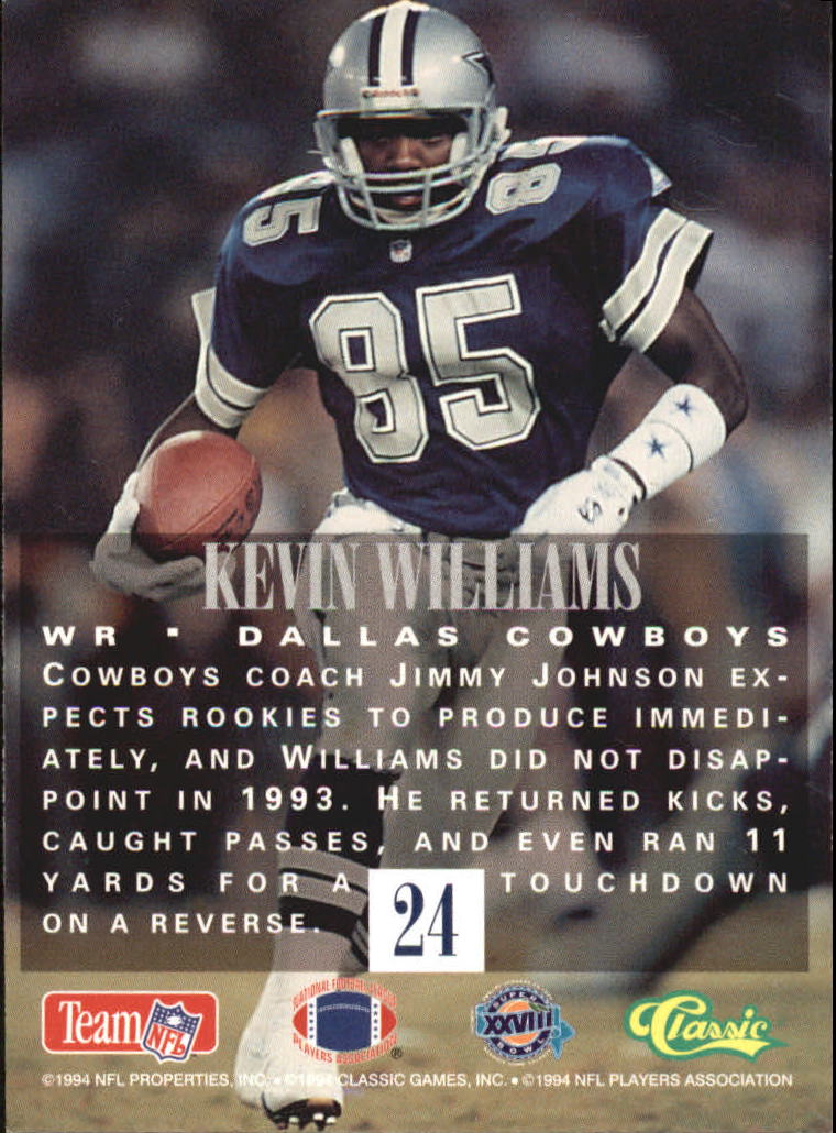 1994 Classic NFL Experience #24 Kevin Williams WR back image