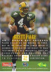 1994 Classic NFL Experience #32 Brett Favre back image