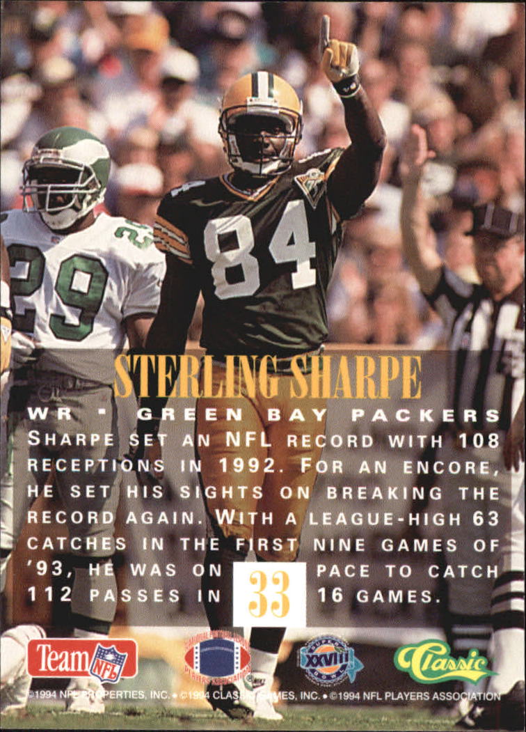 1994 Classic NFL Experience #33 Sterling Sharpe back image