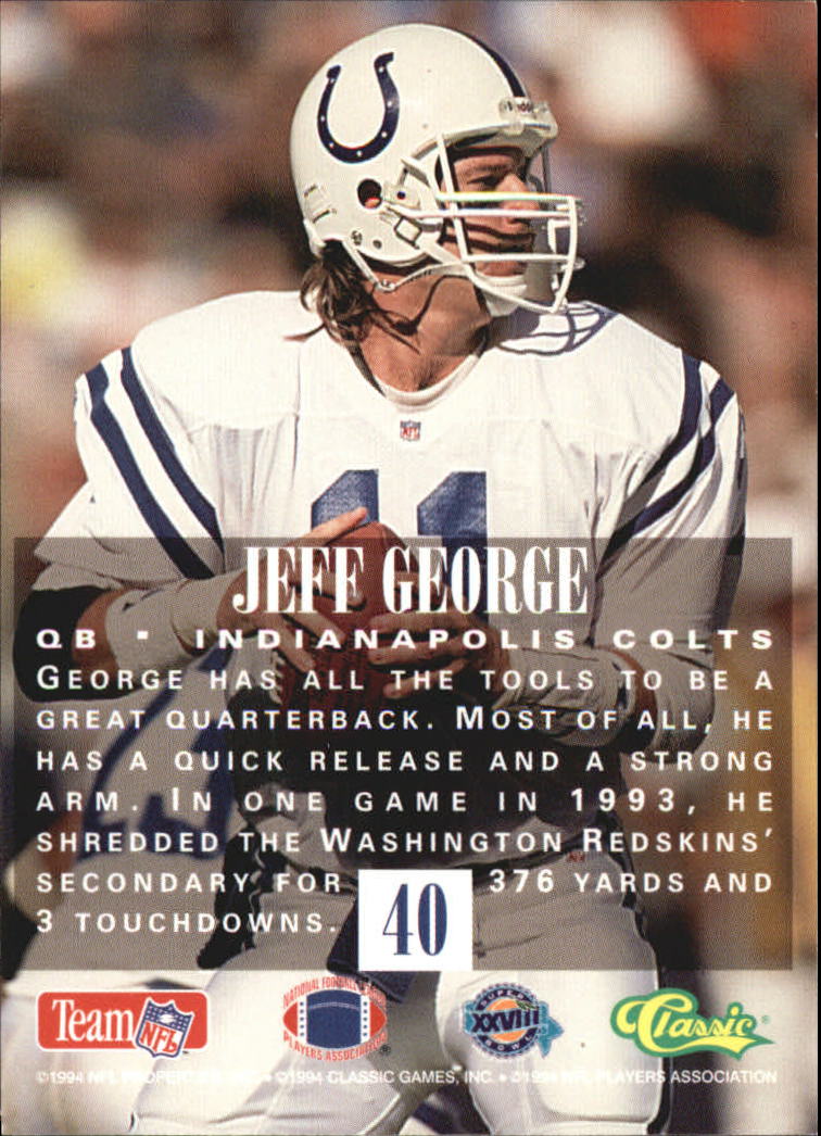 1994 Classic NFL Experience #40 Jeff George back image