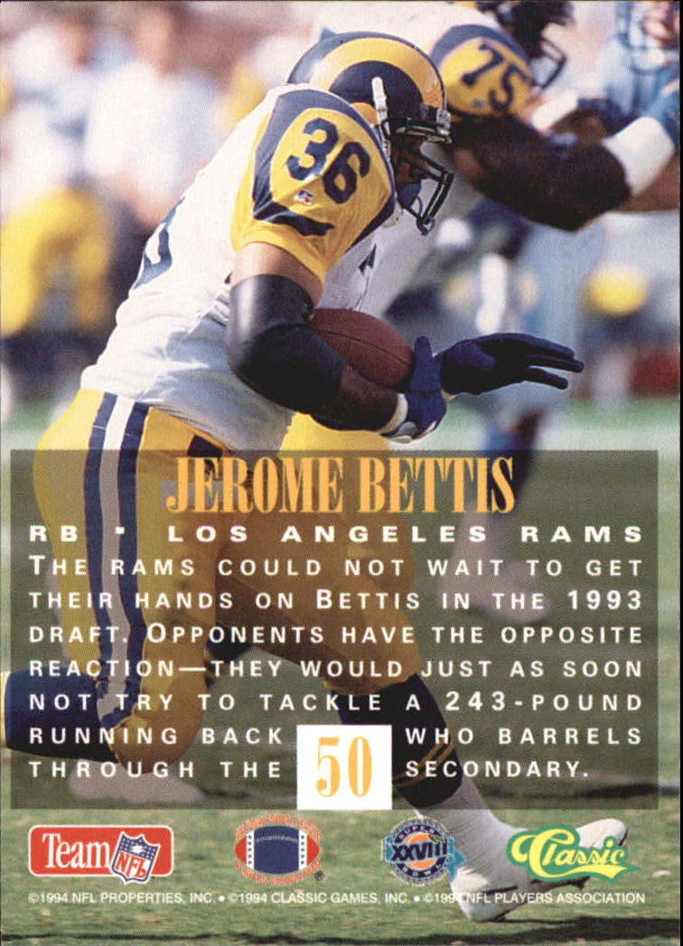1994 Classic NFL Experience #50 Jerome Bettis back image