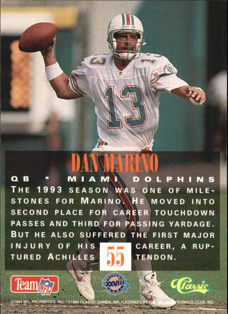 1994 Classic NFL Experience #55 Dan Marino back image