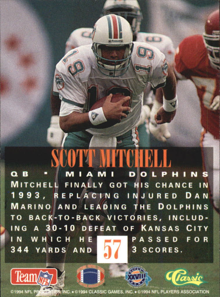 1994 Classic NFL Experience #57 Scott Mitchell back image