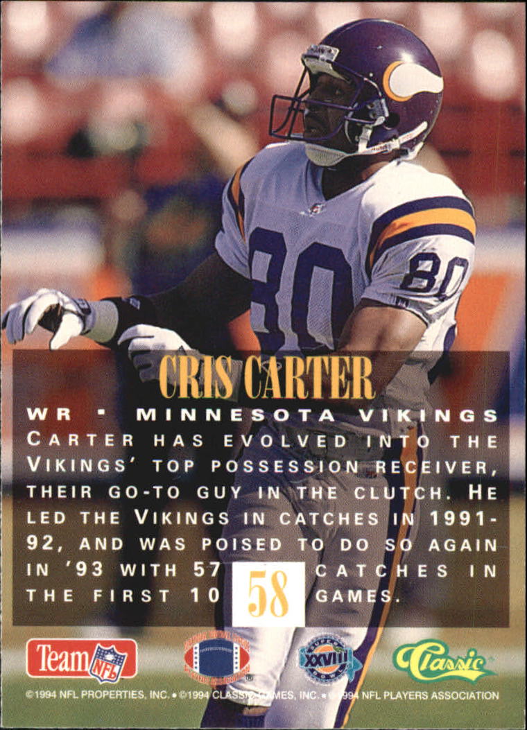 1994 Classic NFL Experience #58 Cris Carter back image