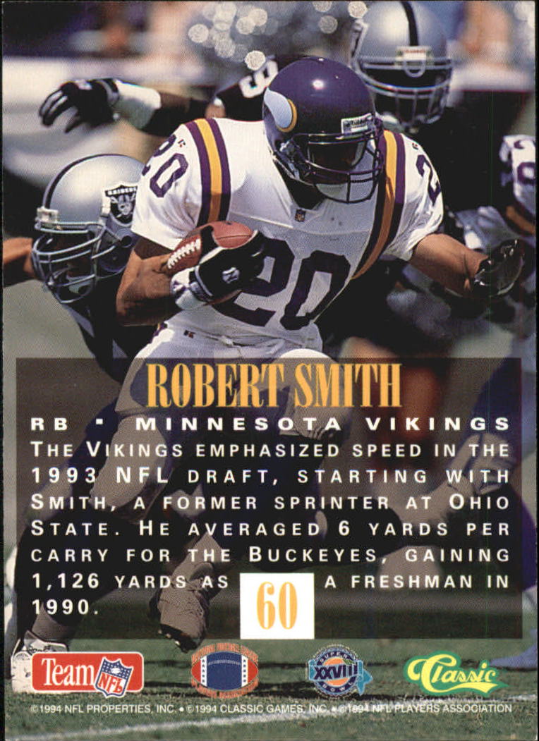 1994 Classic NFL Experience #60 Robert Smith back image