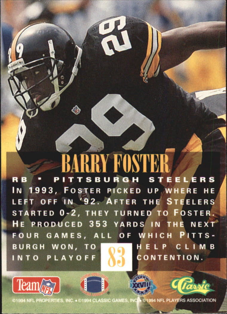 1994 Classic NFL Experience #83 Barry Foster back image