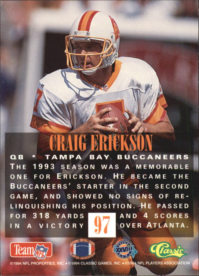 1994 Classic NFL Experience #97 Craig Erickson back image