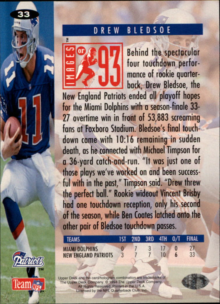 1994 Collector's Choice #33 Drew Bledsoe I93 back image