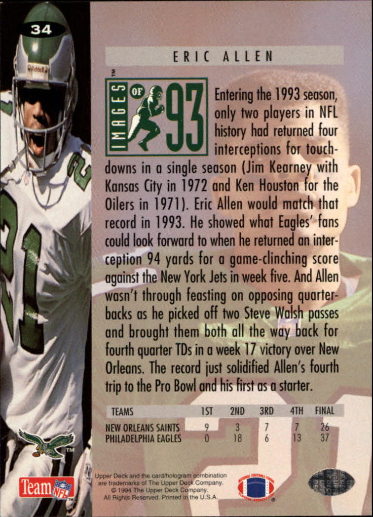 1994 Collector's Choice Football "Main Set" Cards #1 to #200 Rookies and Vets - Picture 69 of 399