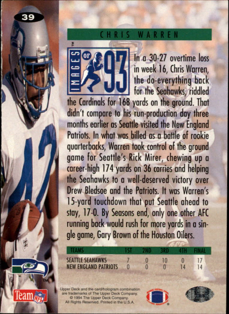1994 Collector's Choice Football "Main Set" Cards #1 to #200 Rookies and Vets - Picture 79 of 399