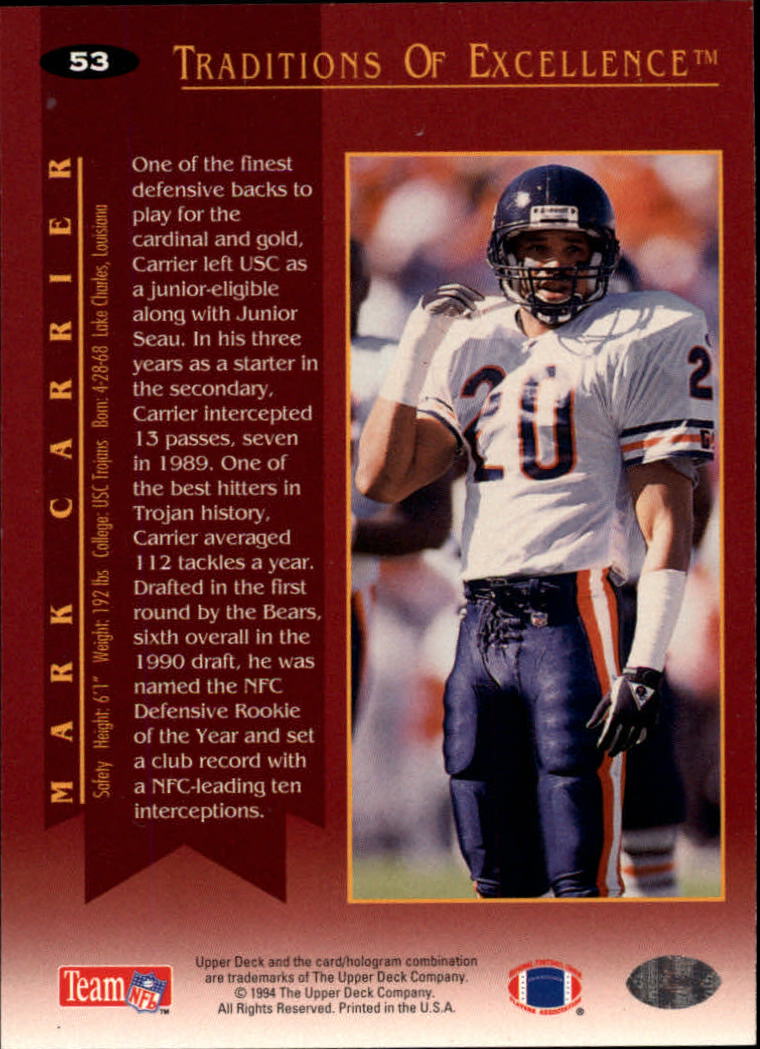 1994 Collector's Choice Football "Main Set" Cards #1 to #200 Rookies and Vets - Picture 107 of 399