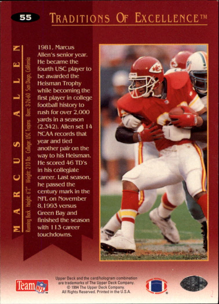 1994 Collector's Choice #55 Marcus Allen TE back image