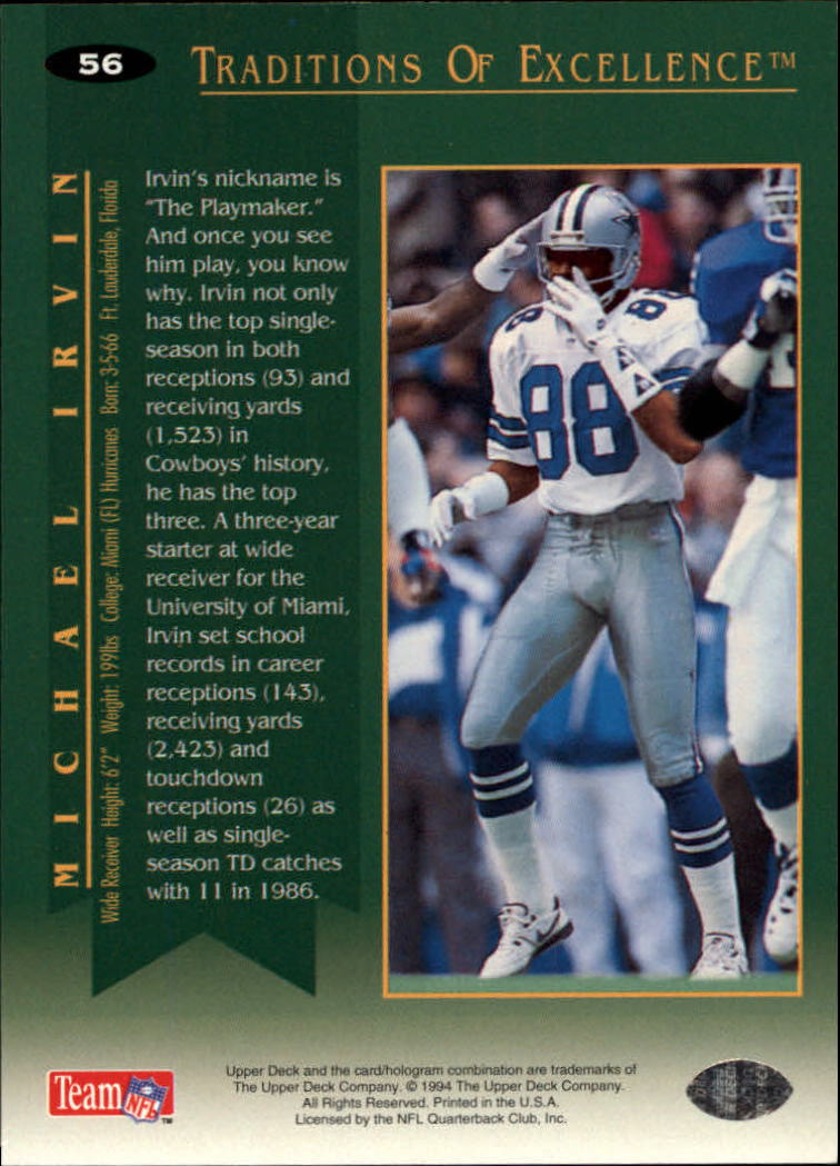 1994 Collector's Choice #56 Michael Irvin TE back image
