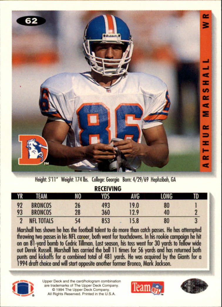 1994 Collector's Choice Football "Main Set" Cards #1 to #200 Rookies and Vets - Picture 123 of 399