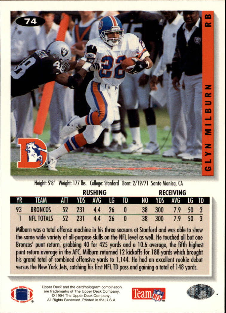 1994 Collector's Choice Football "Main Set" Cards #1 to #200 Rookies and Vets - Picture 147 of 399