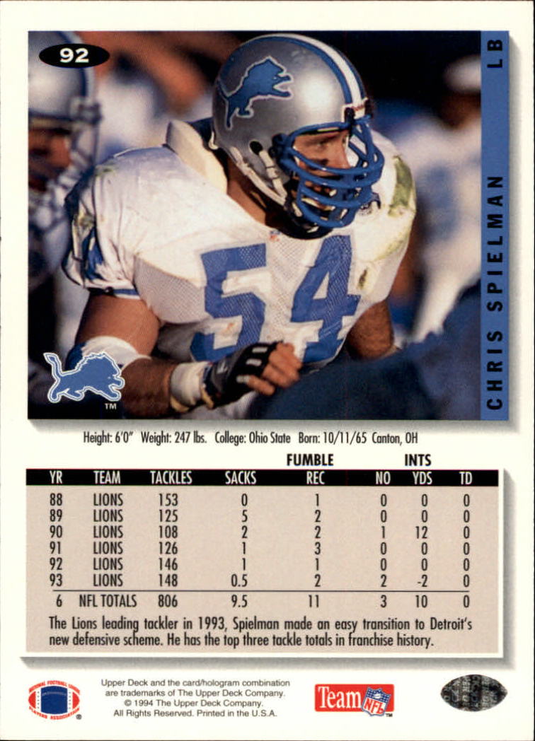 1994 Collector's Choice Football "Main Set" Cards #1 to #200 Rookies and Vets - Picture 183 of 399