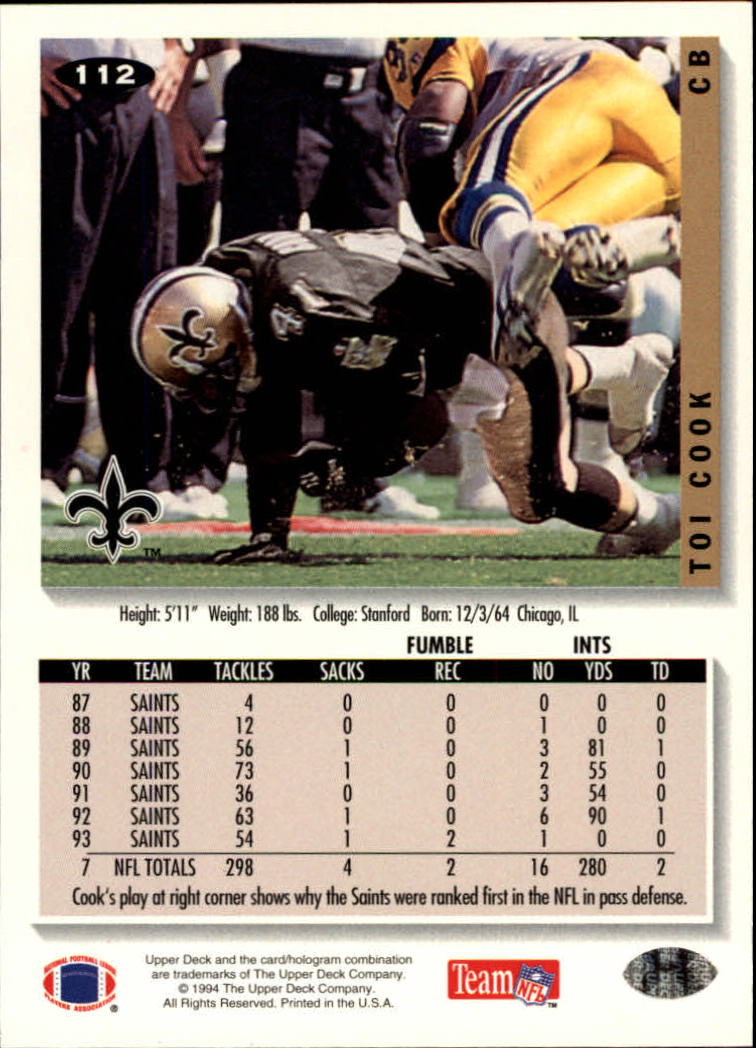 1994 Collector's Choice Football "Main Set" Cards #1 to #200 Rookies and Vets - Picture 223 of 399