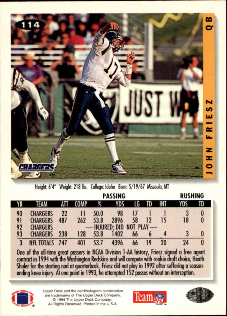 1994 Collector's Choice Football "Main Set" Cards #1 to #200 Rookies and Vets - Picture 227 of 399