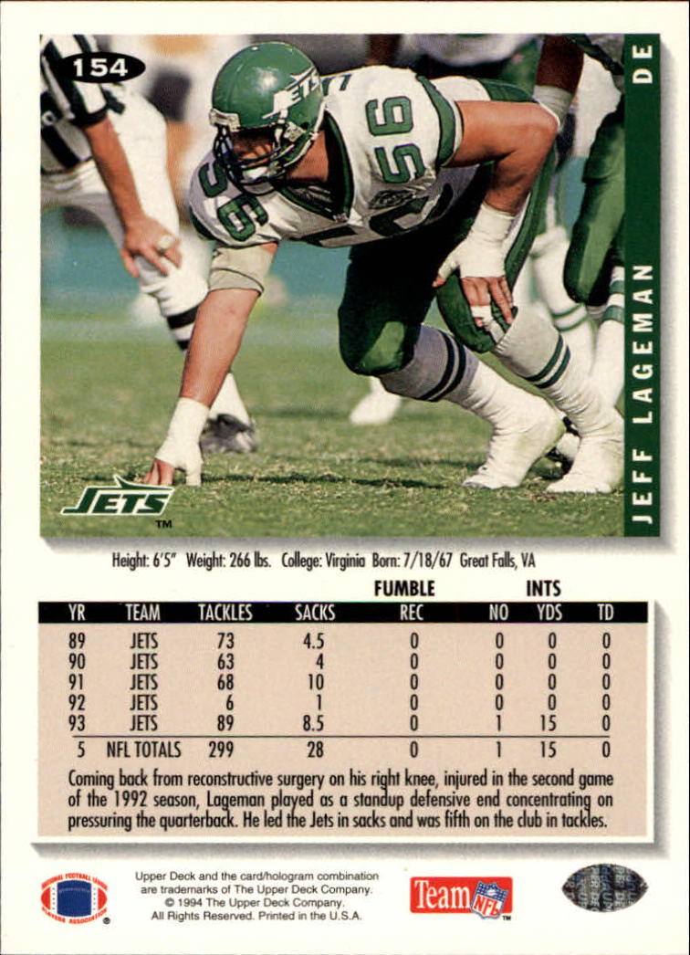 1994 Collector's Choice Football "Main Set" Cards #1 to #200 Rookies and Vets - Picture 307 of 399