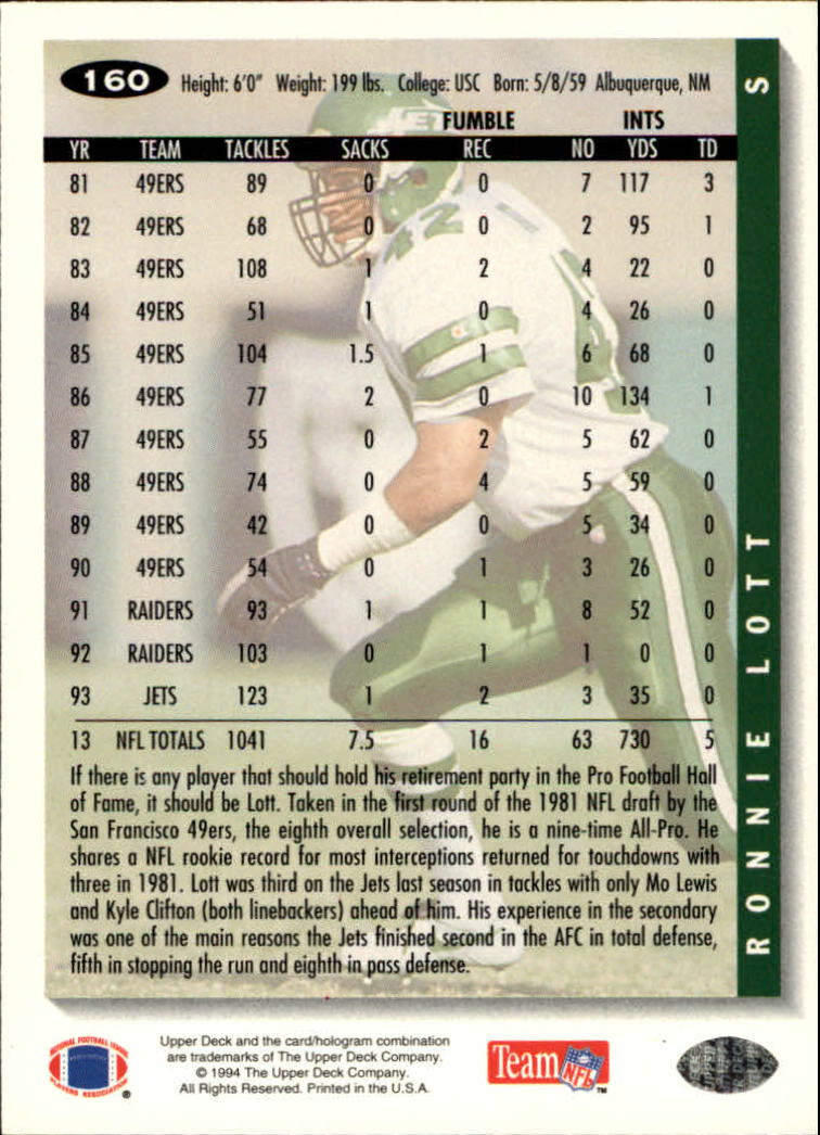 1994 Collector's Choice Football "Main Set" Cards #1 to #200 Rookies and Vets - Picture 319 of 399