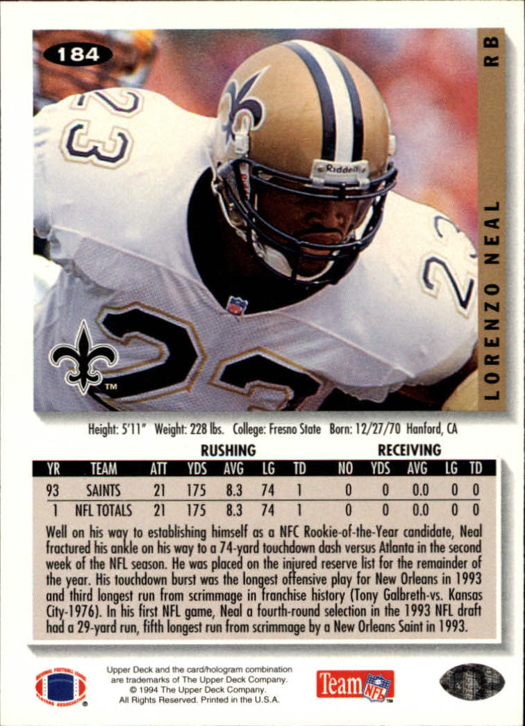 1994 Collector's Choice Football "Main Set" Cards #1 to #200 Rookies and Vets - Picture 367 of 399