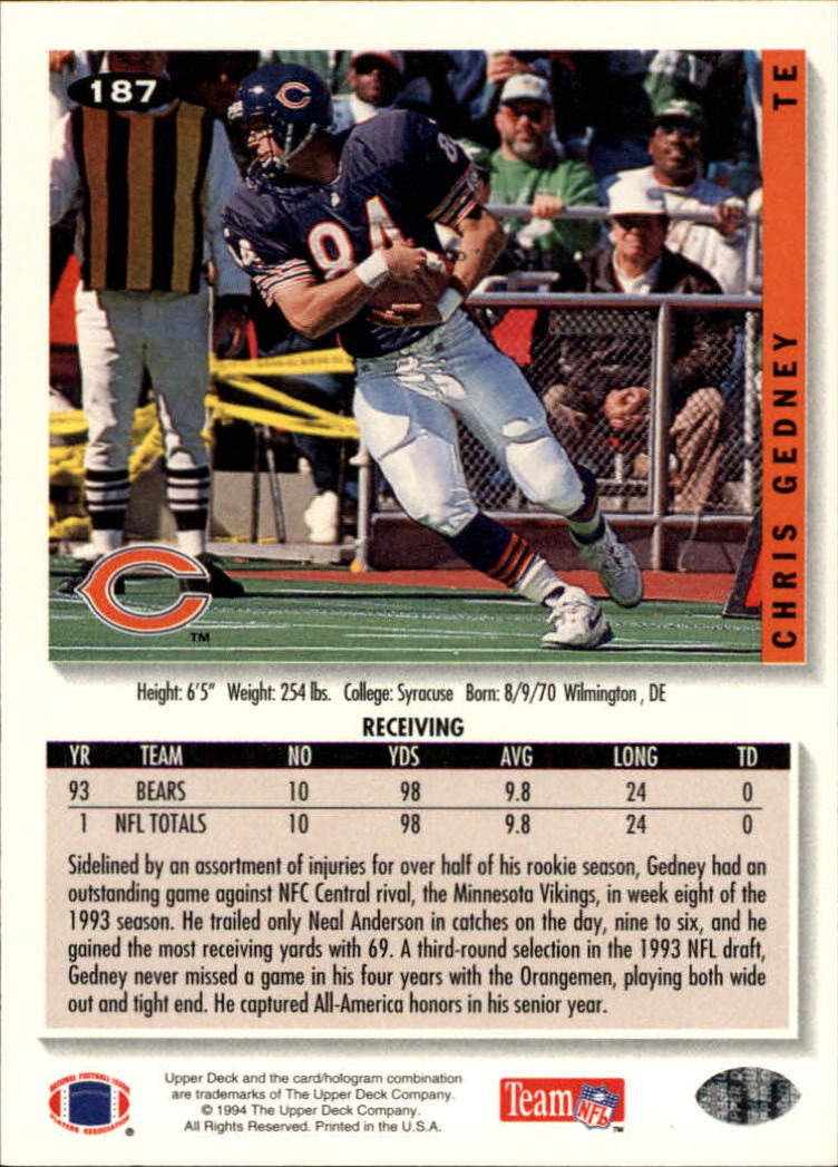 1994 Collector's Choice Football "Main Set" Cards #1 to #200 Rookies and Vets - Picture 373 of 399