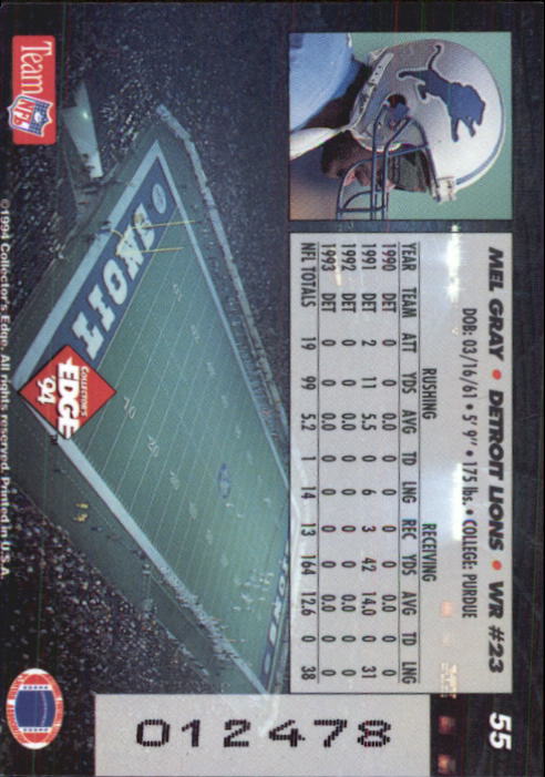1994 Collector's Edge Gold #55 Mel Gray back image