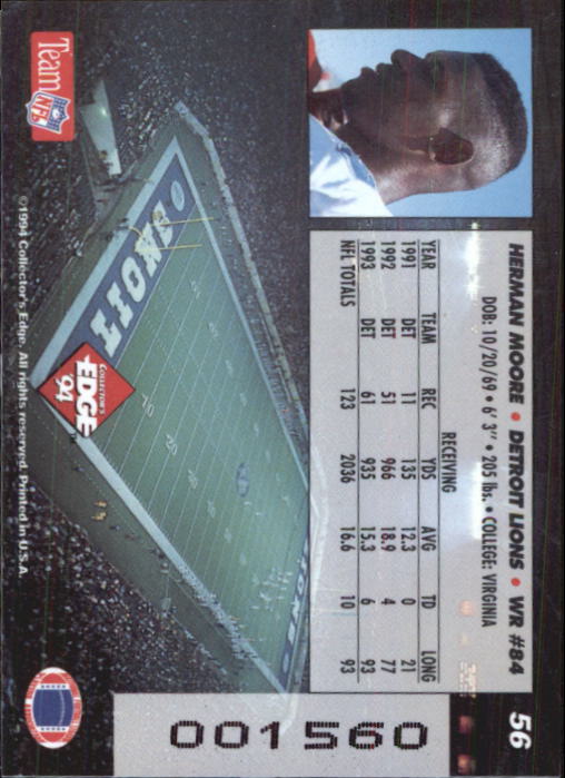 1994 Collector's Edge Gold #56 Herman Moore back image